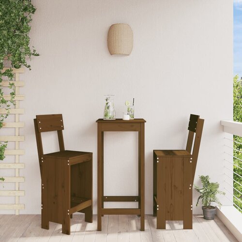 VidaXL Barski stolček 2 kosa med. rjav 40x48,5x115,5 cm trdna borovina Slike