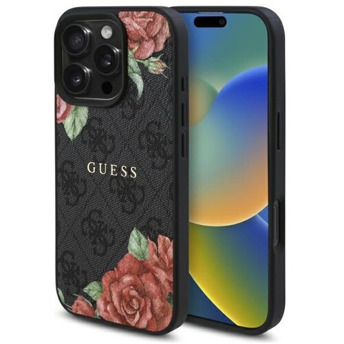 Guess OVITEK HARDCASE ZA IPHONE 16 PRO 6.3'' ČRNO ZA MAGSAFE 4G FLOWERS, (21970010) Cene