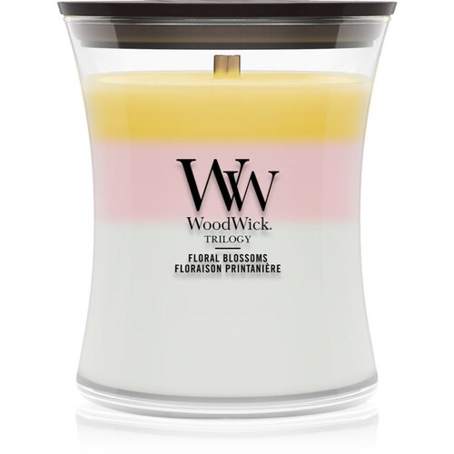 WoodWick Trilogy Floral Blossoms dišeča sveča z lesenim stenjem 275 g Cene