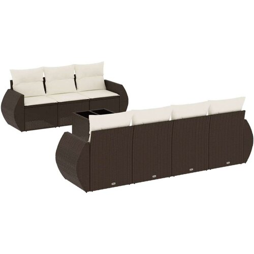 vidaXL 8-dijelni set vrtnih sofa s jastucima smeđi od poliratana Cijene
