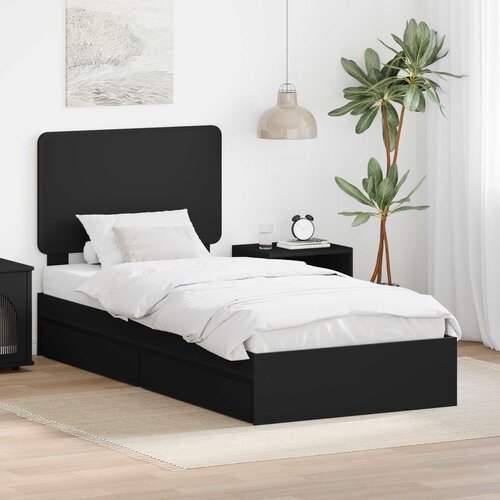 Krevet s od storage Podesivo Crna 90 x 190 cm Konstruirano drvo Slike