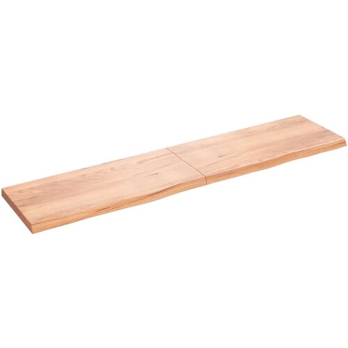 VidaXL Stenska polica svetlo rjava 220x50x6 cm trdna hrastovina Slike