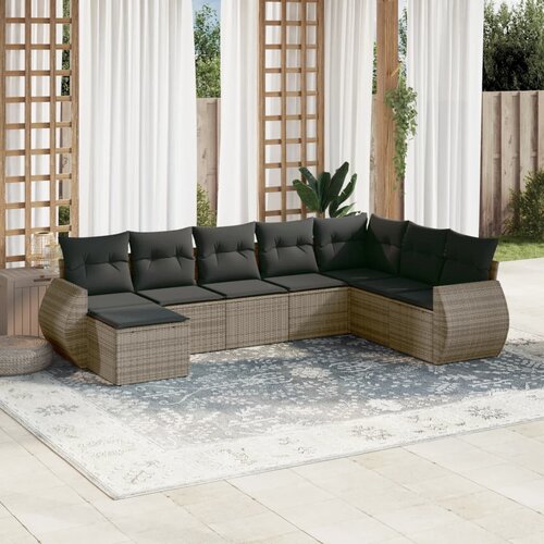 vidaXL 8-dijelni set vrtnih sofa od poliratana s jastucima sivi Cijene