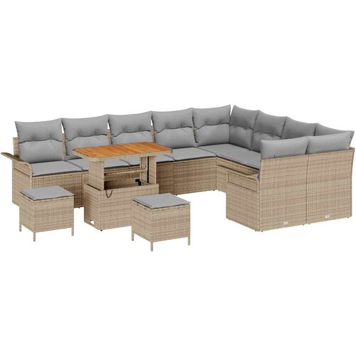  Sjedeća garnitura za vrt 12 kom. Bež poliratan 297.4 x 234 x 85 cm Slike