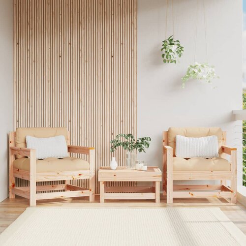The Living Store Vrtni stoli z blazino 2 kosa trdna borovina - Vrtni Stol, (21437882) Slike