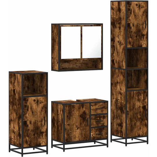 Maison Chic Kopalniška garnitura - Kopalniški sestavi 4-delna dimljeni hrast inženirski les, (21787247) Cene