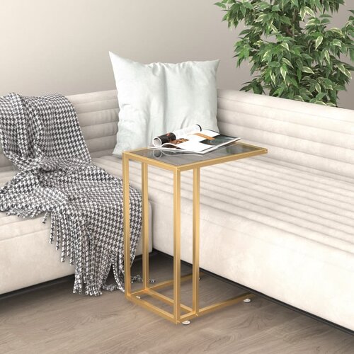 VidaXL Računalni&amp;scaron;ka stranska mizica črna 50x35x65 cm kaljeno steklo Slike