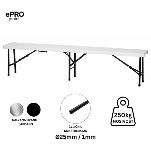 Epro sklopiva baštenska klupa 183x43x28xcm/ metal-plastika Cene