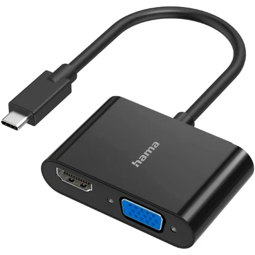 Hama 00200313 USB-C / HDMI / VGA adapter [1x muški konektor USB-C™ - 1x ženski konektor vga, ženski konektor HDMI] crna