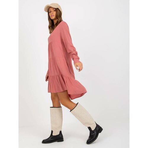 Fashion Hunters Dusty pink women's oversize dress with a frill SUBLEVEL Slike