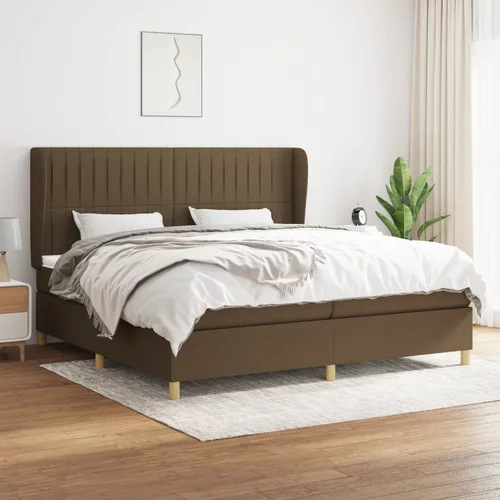  Krevet s oprugama i madracem tamnosmeđi 200x200 cm od tkanine