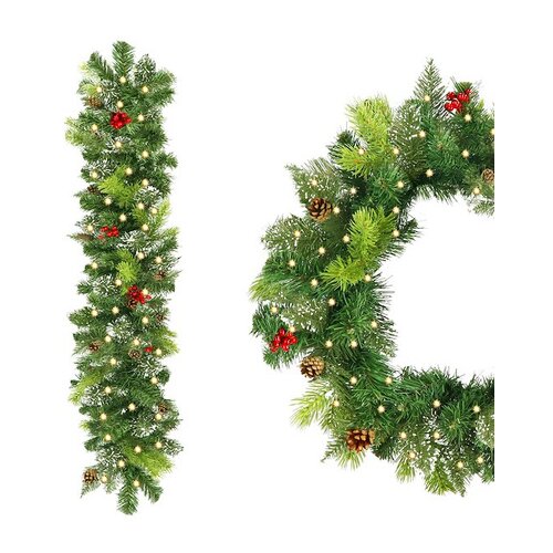 springos Girlanda 100 cm božično drevo s 50 toplo belimi LED lučkami zelene vrvice za božič., (21638358) Cene