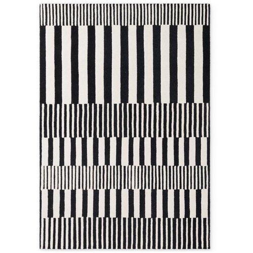 Elle Decoration Črno-bela ročno tkana volnena preproga 120x180 cm Stryve Pulse &ndash; Cene