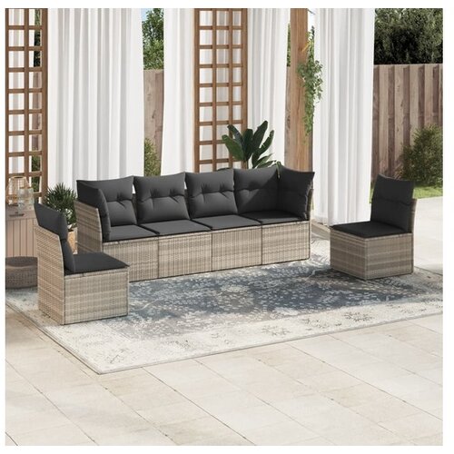 vidaXL 6-dijelni set vrtnih sofa od poliratana s jastucima svjetlosivi Cijene