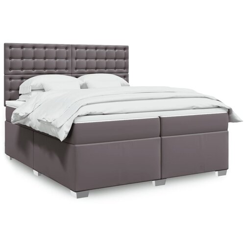  The Living Store Box spring postelja z vzmetnico siva 200x200 cm umetno usnje - Box Spring Postelja, (21496680) Slike