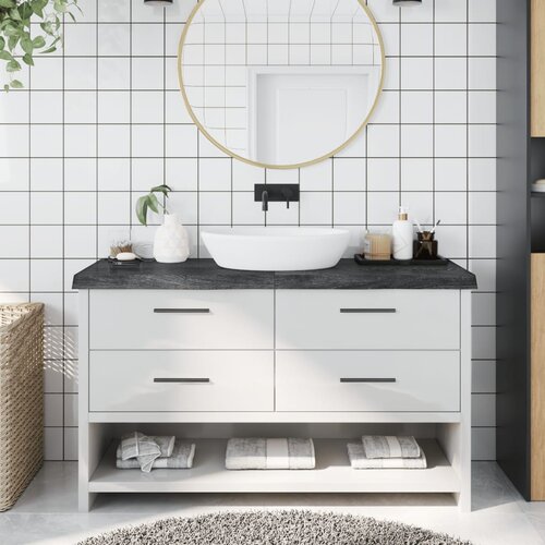 Kupaonska radna ploča tamnosiva 140x30x(2-6) cm tretirano drvo Slike