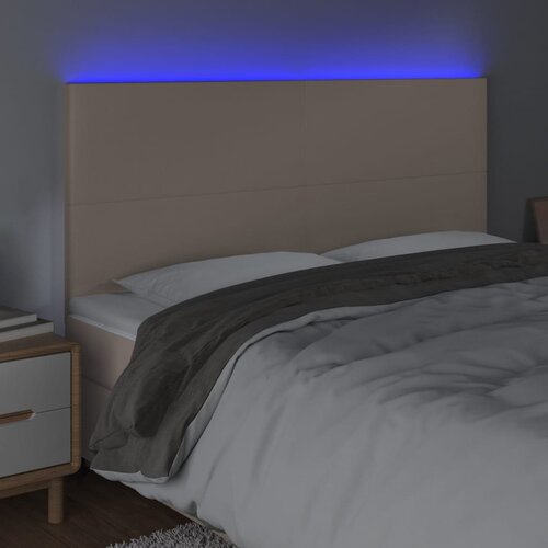  LED uzglavlje boja cappuccina 180x5x118/128cm od umjetna koža Slike