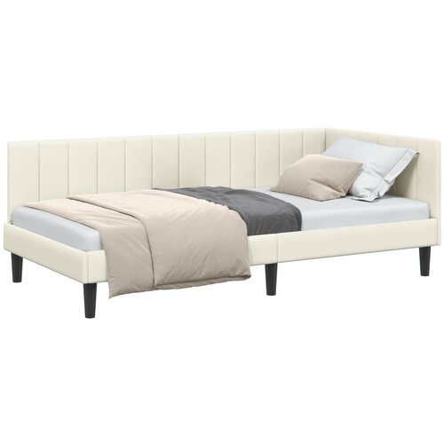  Kutni okvir kreveta s uzglavljem Krema 90 cm x 200 cm Bar&amp;scaron;un Slike