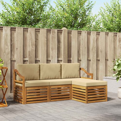  Set vanjskih sofa 4 kom. Prirodna i bež Bijela 185,5 x 122,5 x 73 cm Cene