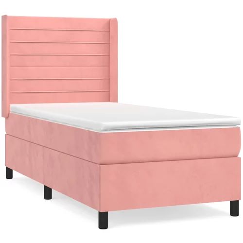 vidaXL Box spring postelja z vzmetnico roza 80x200 cm žamet, (20894468)