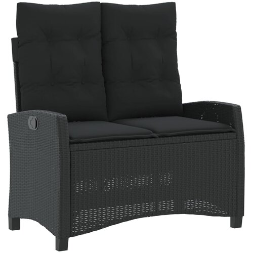  4-dijelni vrtni blagovaonski set od poliratana s jastucima crni Crna 110 cm table length Slike