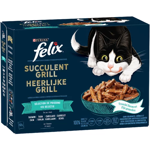 Felix "Tasty Shreds" većice 24 x 80 g - Raznolikost okusa iz vode (losos, bakalar, tuna, riba list)