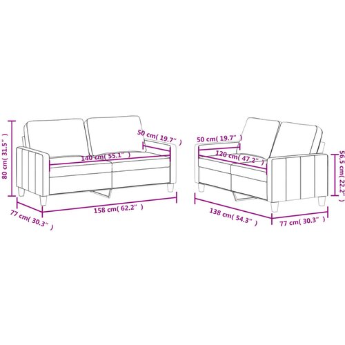 2-dijelni set sofa s jastucima sivi od umjetne kože Slike