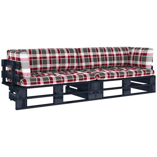 The Living Store Kavč dvosed iz palet z blazinami črna impregnirana borovina - Kavč Iz Palet, (21421642) Slike