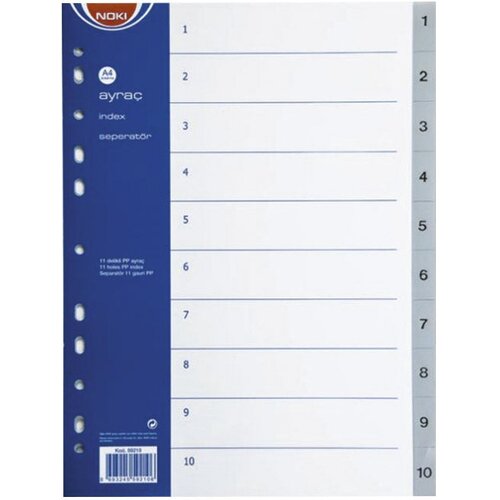 Pregrada plastična a4 brojevi 1-10 noki 59210 siva Slike