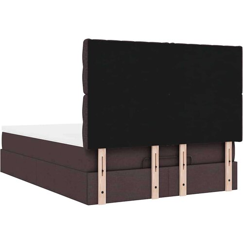  Otomanski krevet s madracem i LED tamnosmeđi 140x190 cm tkanine Slike