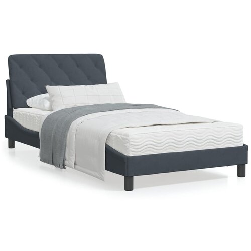 VidaXL Postelja z vzmetnico temno siva 100x200 cm žamet Slike