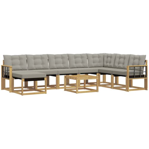 vidaXL Zunanja garnitura za sedenje 9 pcs Bela in svetlo siva, (5000281488) Cene