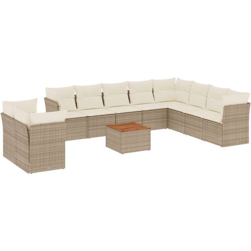  11-dijelni set vrtnih sofa od poliratana s jastucima bež Slike