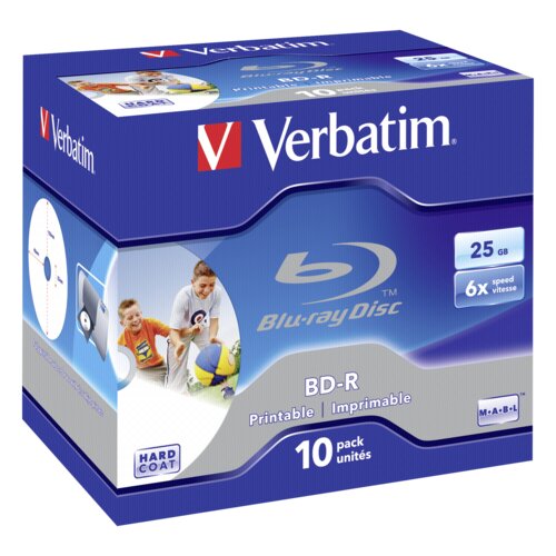 Verbatim 1x10 BD-R Blu-Ray 25GB 6x Speed, printable, Jewel Case Slike