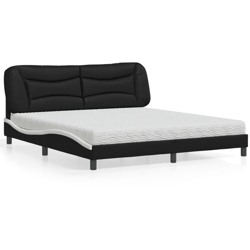 The Living Store Postelja z vzmetnico črna in bela 180x200 cm umetno usnje - Postelja, (21610407) Cene