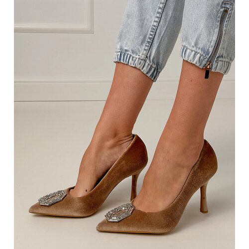  Brown stiletto pumps with rhinestones Eleda Cijene