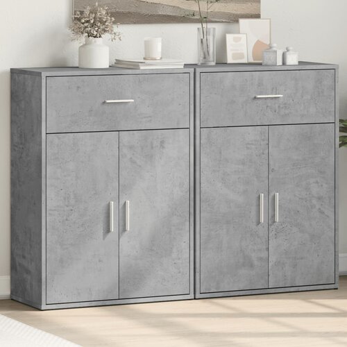 VidaXL Komoda 2 kosa betonsko siva 60x30x84 cm inženirski les Slike