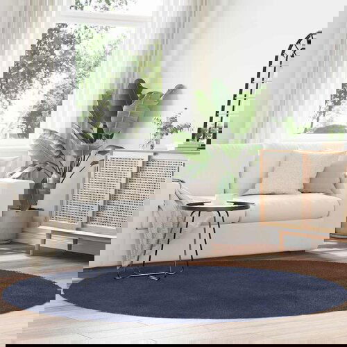 VidaXL Čupavi tepih s visokim vlaknima tamnoplavi 200x200 cm poliester Slike