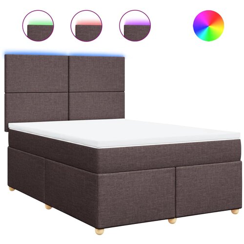 vidaXL Box spring postelja z vzmetnico temno rjava 160x200 cm blago, (21308086) Cene