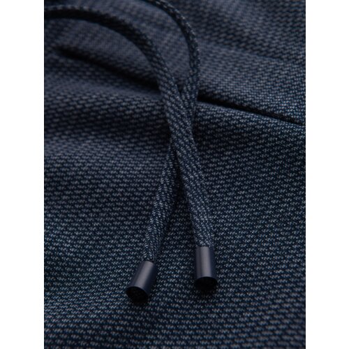 Ombre Men's short shorts with structured knit elastic band - navy blue Cene