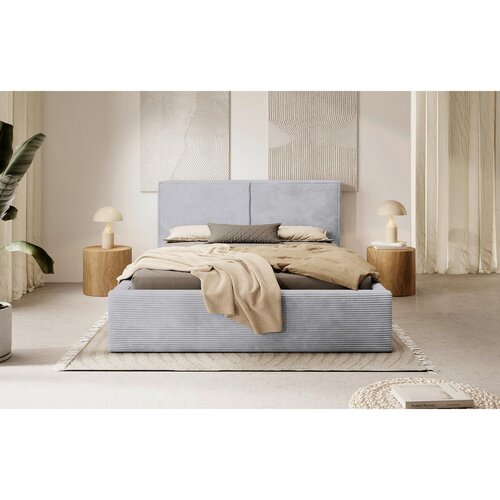 MID.YOU OBLAZINJENA POSTELJA 140 cm x 200 cm , les, tekstil, leseni material svetlo siva Cene