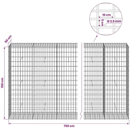  Gabion s žicom debljine 3 5 mm i mrežom 5x10 cm 750x50x150 cm - 50 cm 150 cm 750 cm Slike