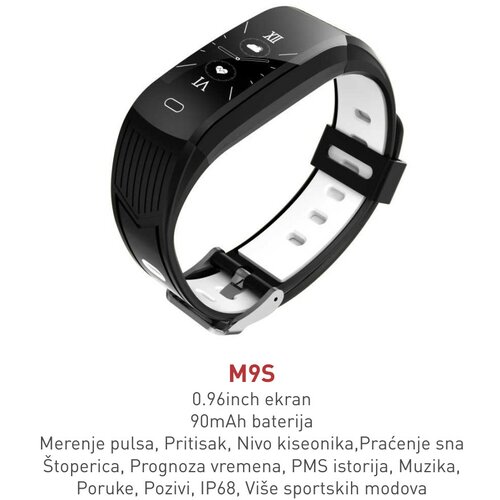 Smart Watch bracelet M9S (silikonska narukvica) crno-bela pametni sat Slike