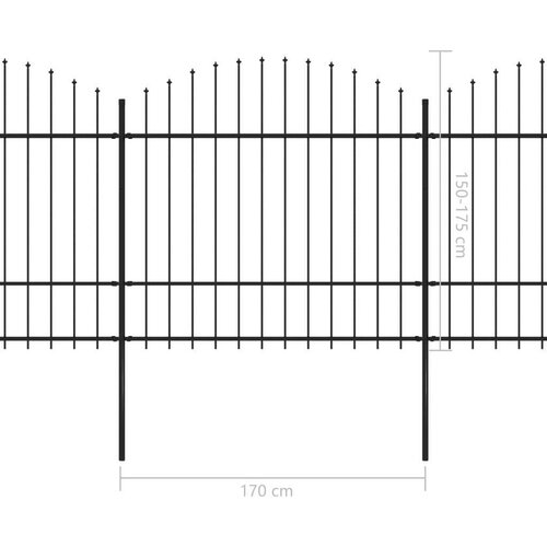 VidaXL Vrtna ograda s ukrasnim kopljima (1 5-1 75) x 11 9 m čelična crna Slike