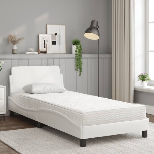  Krevet s madracem Dover bijeli 90 x 200 cm od umjetne kože Slike