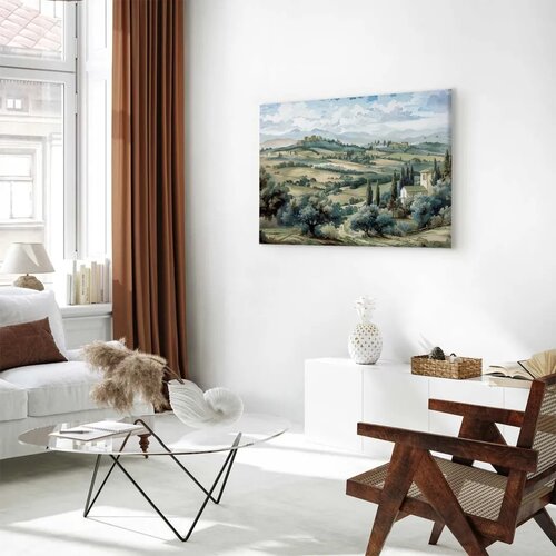  Slika - Landscape with Green Fields and Trees Tuscan Sunny View 90x60 Standard Slike