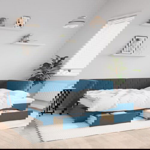 vidaXL Dnevni krevet na razvlačenje s ladicama plavi 90x200 cm baršun Cijene