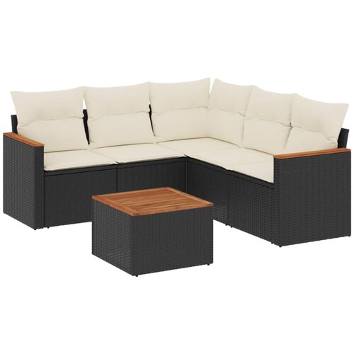Maison Chic Seti vrtnega pohištva - Vrtna garnitura - Vrtni pohištvo set 6-delna z blazinami črna poli ratan, (21804658) Cene