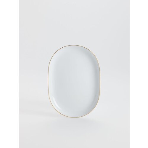 Reserved porcelanast krožnik z robom - zlata Cene