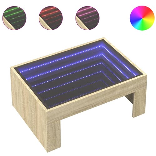 Maison Chic Klubska mizica - kavna mizica - Nizka mizica z neskončnimi LED sonoma hrast 70x50x30 cm, (21752014) Slike